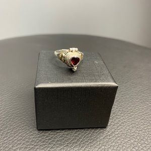 Vintage Sterling Silver Garnet Poison Ring